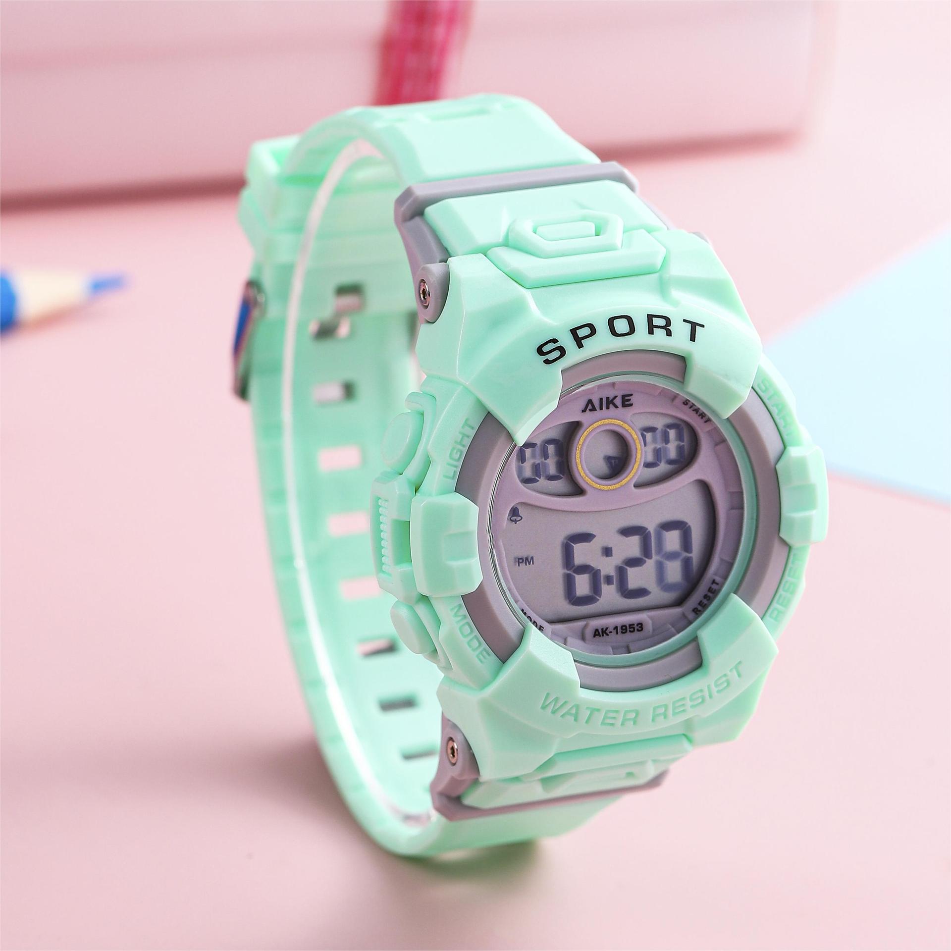 Macaron tendencia reloj electrónico esfera grande escuela secundaria y secundaria multifuncional reloj deportivo de luz nocturna impermeable al aire libre