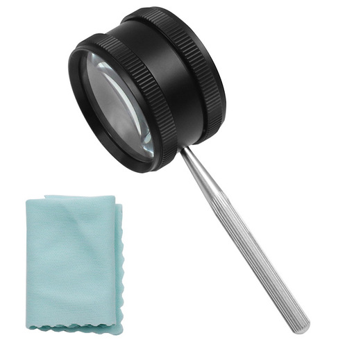 35 times 50mm high magnification antique jewelry amber identification reading handheld metal cylinder magnifying glass with lens cleaning cloth