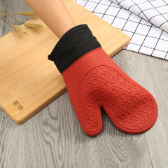 Two-finger silicone heat-resistant gloves, high-temperature resistant, anti-scalding, kitchen baking tools, oven-specific thickened microwave oven gloves