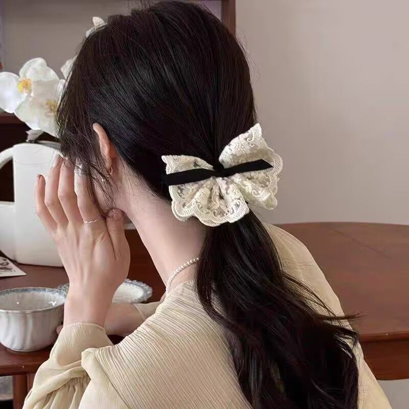 妖精のような気質〜レースのヘアゴム、蝶結び、花、サイド編み込み、カチューシャ、ローポニーテールヘアアクセサリー|undefined