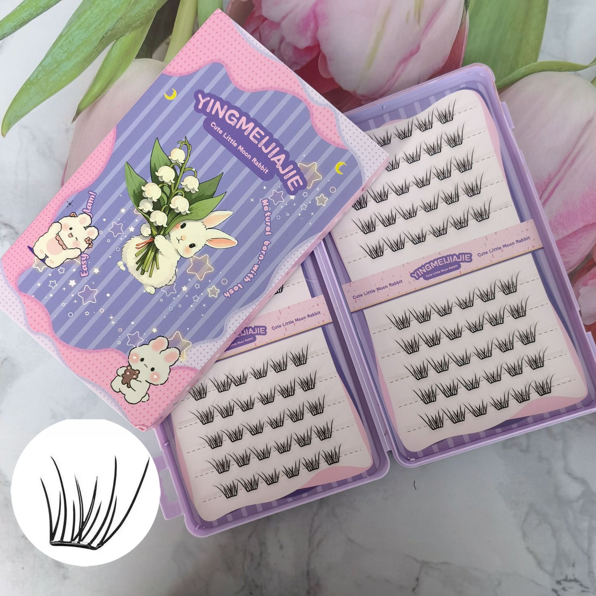 20 filas de paquete de caja de regalo de pestañas falsas transfronterizas, pestañas falsas densas, pestañas falsas sin pegamento.