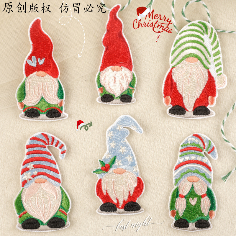 patch刺绣贴鞋徽配饰补丁贴原创圣诞老人diy服装辅料手账背胶布贴