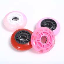 溜冰鞋轱辘闪光轮耐磨PU材质软胶发光轮旱冰鞋防滑静音轮子