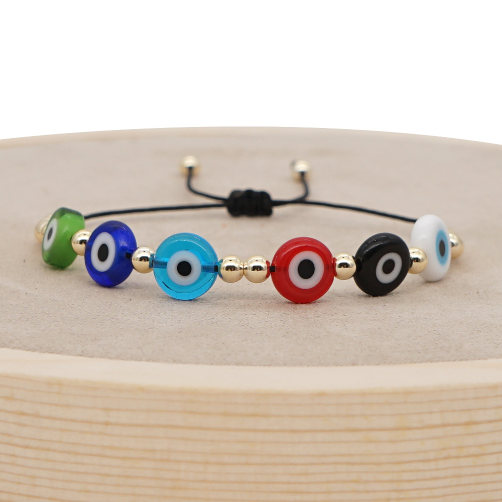 Fashion Acrylic Gold Beads Multicolor Glass Eye Bracelet display picture 4