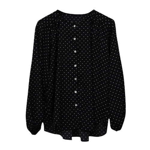 Shirt top, niche lantern loose chiffon, youthful long sleeve women's polka dot