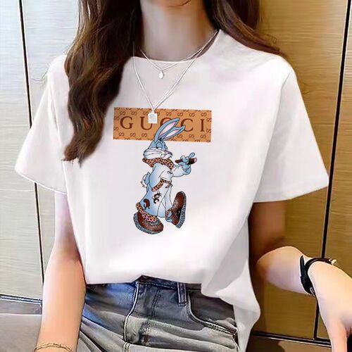 White T-shirt for Women - Spring and Summer Wear, Round Neck, Loose and Versatile, Ins Style, Round Neck Short Sleeve, Plus Size, Top for Layering, Trendy for Women