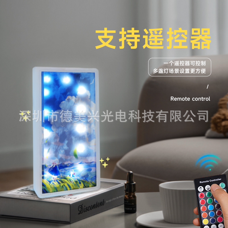 Amazon Venta caliente ins acrílico luces decorativas colorido control remoto TikTok atmósfera creativa en el aire caja de luz en vivo