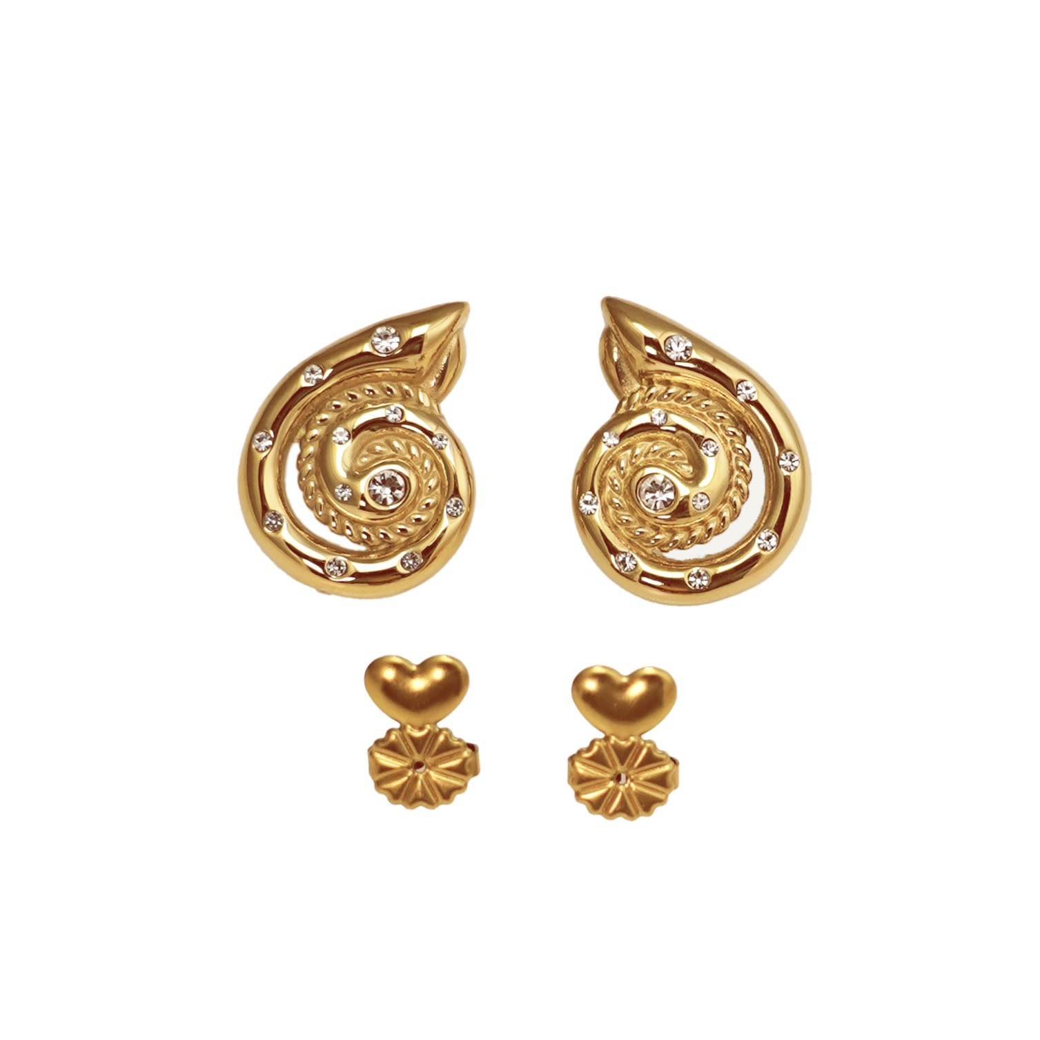 1 Pair Quantity 1 Pair Retro Flower Plating Titanium Steel 18K Gold Plated Ear Studs