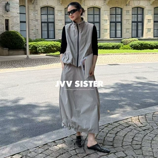 JVV十三行2026秋季新款松弛宽松机能风马甲外套半身裙套装女72870