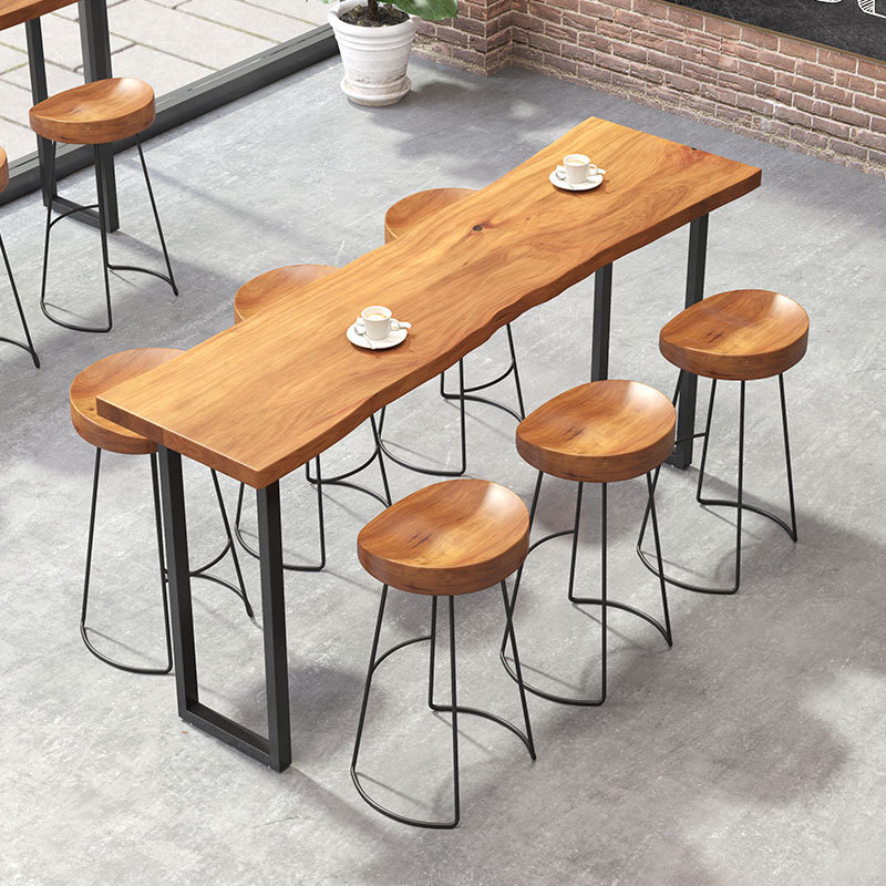 Nordic Solid Wood Bar Table Simple Coffee Milk Tea Shop Wall-Mounted High Table and Chairs Bar Restaurant Home Window Bar