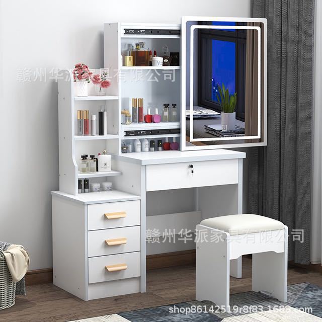 Dresser Makeup Table Cosmetics Table cómoda, pequeña habitación, simple Gabinete de cubo, Mesa de maquillaje integrada
