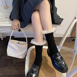 网纱花边堆堆袜子女少女芭蕾风甜酷辣妹纯欲风日系袜子jk袜中筒