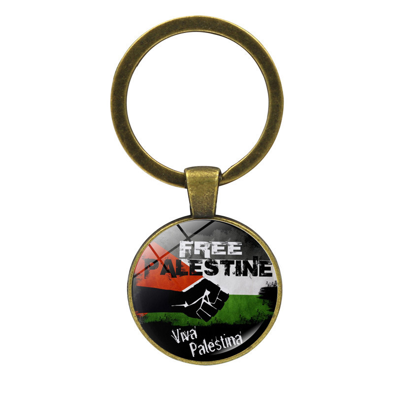 Llavero colgante de cristal de la bandera palestina Palestina anti-guerra paz colgante llavero