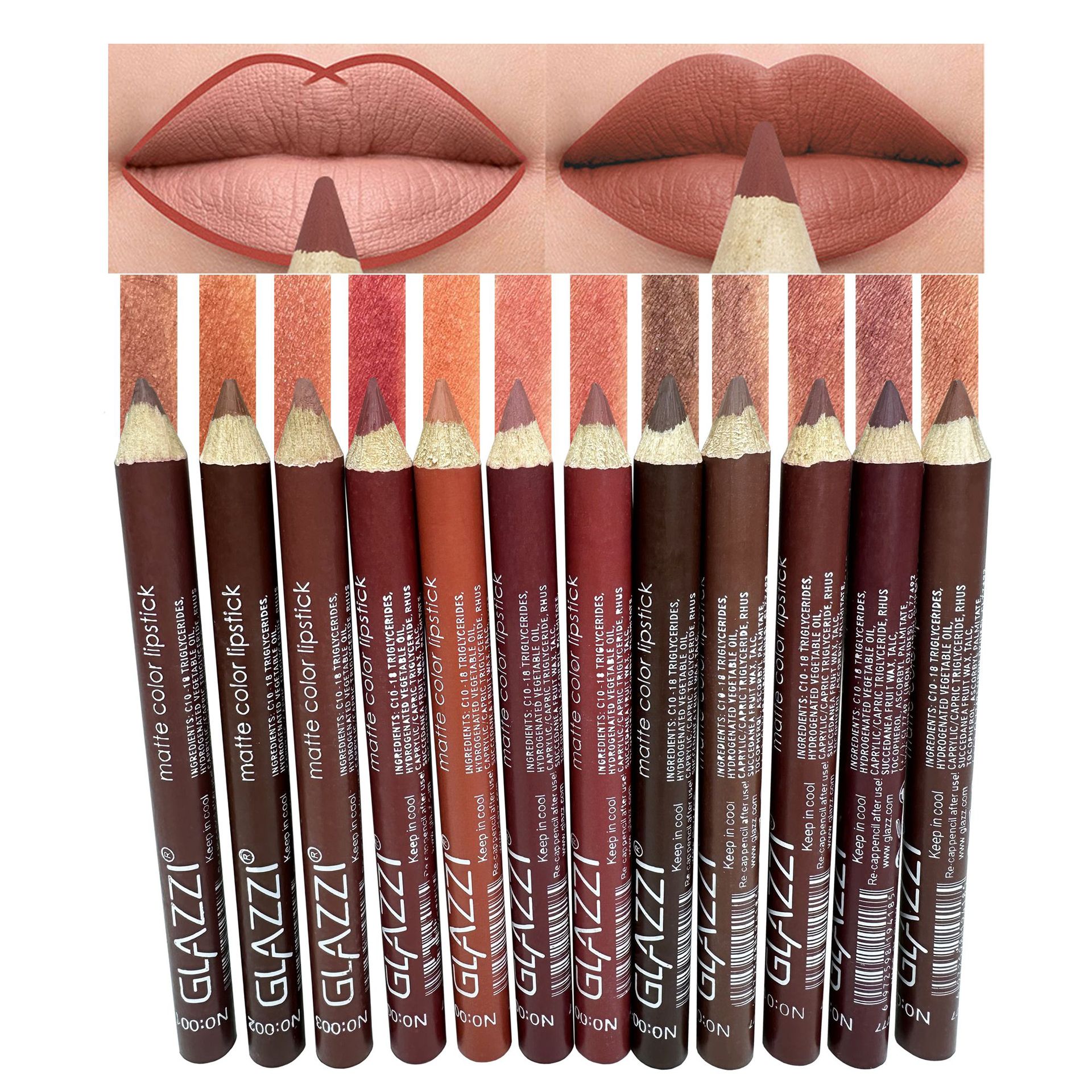 120g Weight Lip Pencil Type Of Cosmetics Wood Material Lipstick, Solid Color Pattern Casual Style Lipstick Solid Color Wood Lip Pencil 1