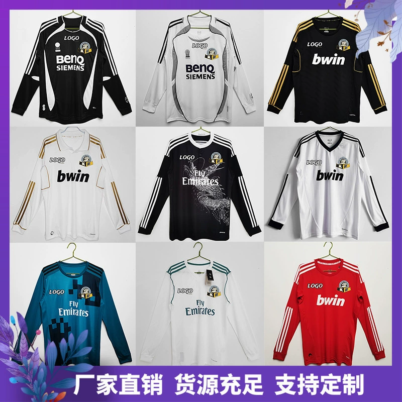 Ретро-майки Реал Мадрид Футбольный костюм с длинными рукавами 1718 Classic Club один за другим Soccer Jersey