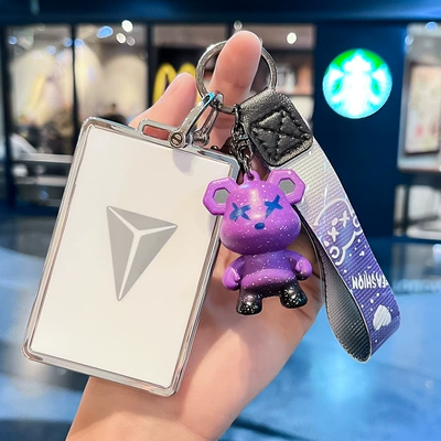 Deep Blue S05 Card Key: Car key bag - changan-cyan-card-key-single-shell-white-purple-violent-bear-keychain