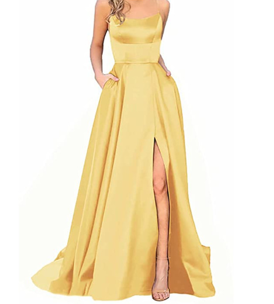 El Comercio exterior europeo y americano Amazon AliExpress deseo vestido de noche de las mujeres sexy Correa simple satén vestido largo