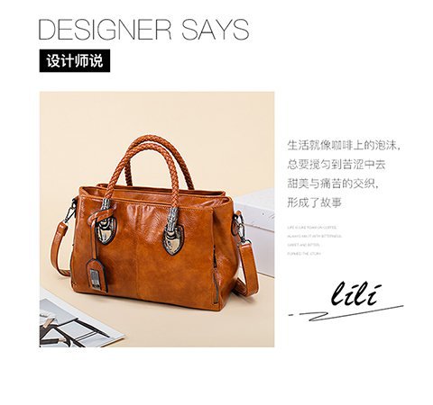 European and American retro women's bag trend, new cross-border hand-held shoulder crossbody bag made of oil wax leather for export, one piece, global consignment undefined