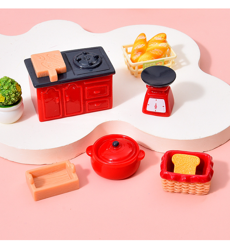 Simulated Retro Kitchen Utensils Set Resin Accessories Mini Kitchen DIY Dollhouse Pretend Play Toys Tabletop Decoration
