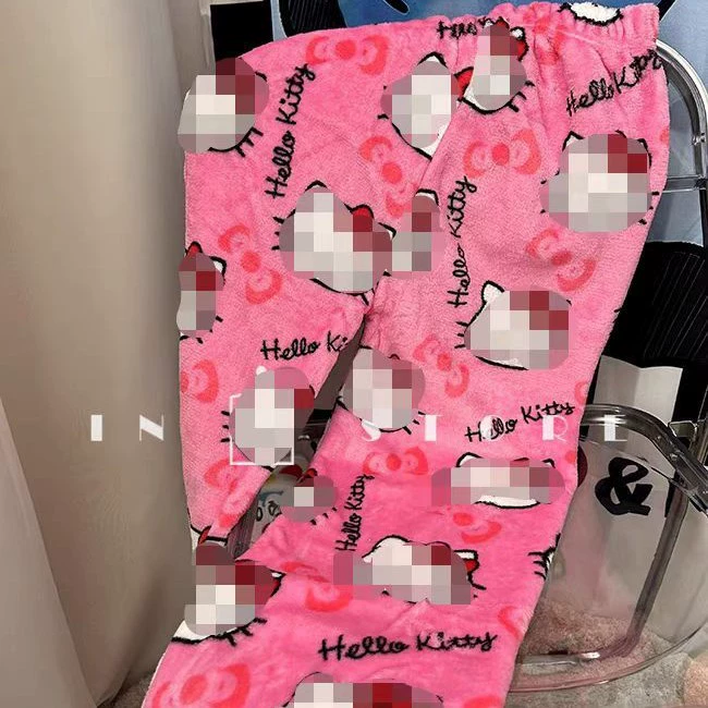 Внешняя торговля мультфильм KT кошка с принтом пижамы толстые дамы коралловый бархат осенний и зимний домашний досуг фланелевые пижамы