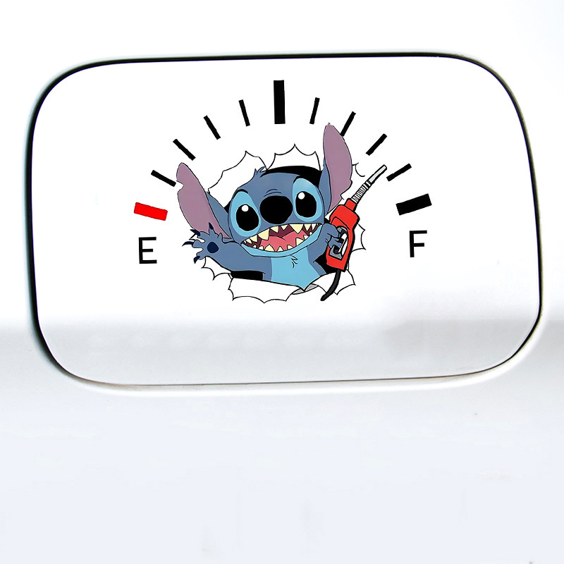 Temu New Product Stitch and Angel Fuel Tank Cap Stickers Cute Cartoon Lilo and Stitch Scratch-Resistant Car Stickers