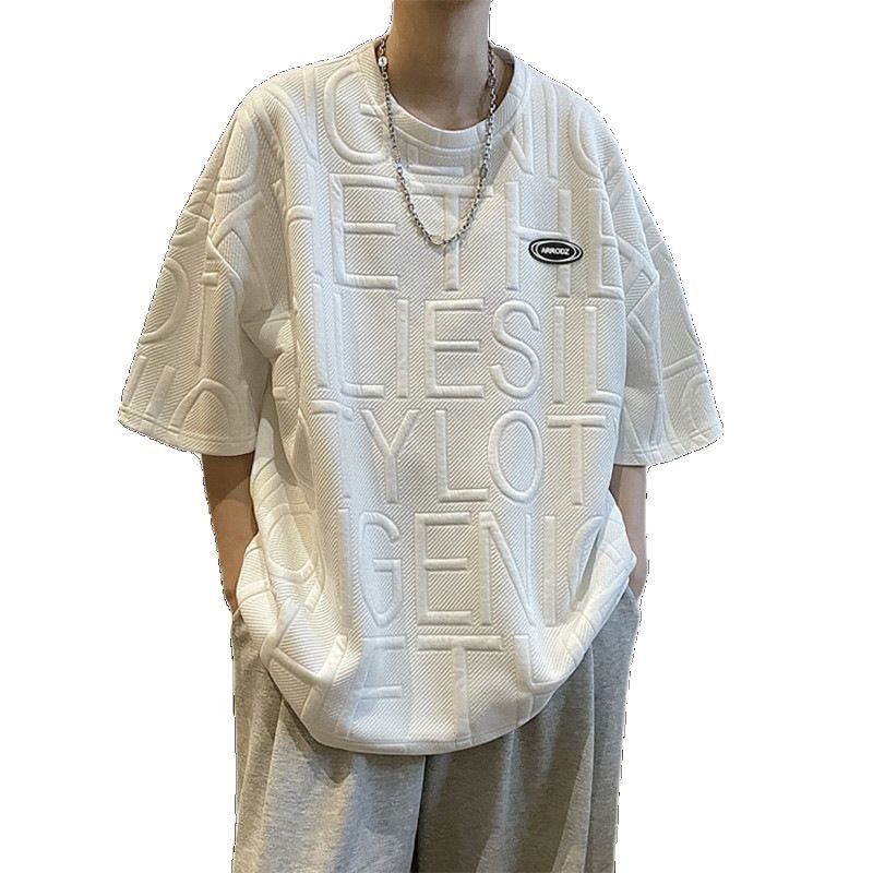 Nuevas camisetas de manga corta para hombres de verano coreano simple camiseta de moda de media manga de estilo de Hong Kong suelta camiseta de moda casual