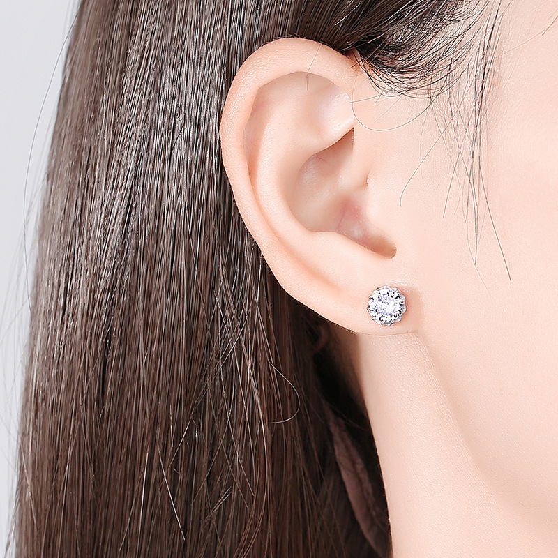 S925 plata esterlina luz lujo estilo único diamante Stud pendientes de moda las mujeres elegante simple ZIRCON elegante pendientes de diamantes al por mayor