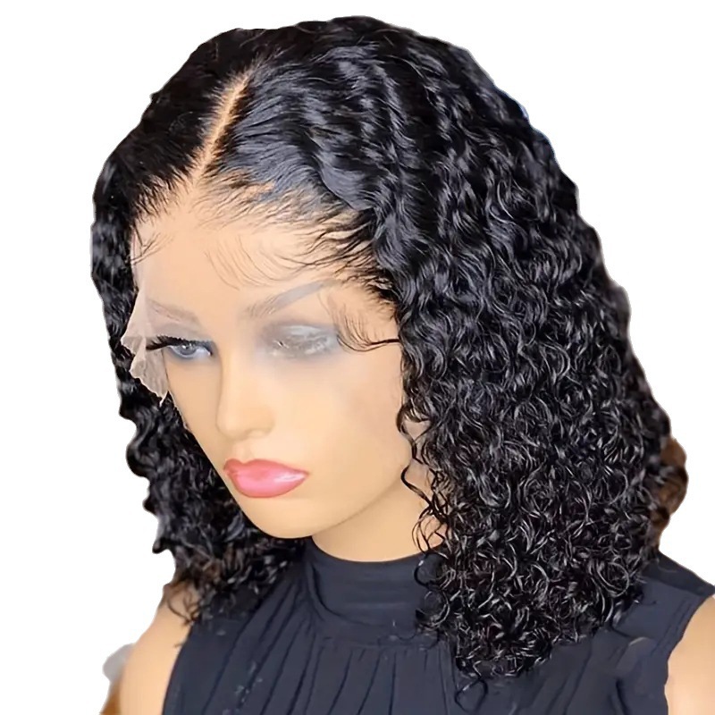 Amazon transfronterizo nuevo negro africano pequeño cabello rizado de moda frente a la pelucca de encaje toque de pelo de comercio exterior europeo y americano pelucca
