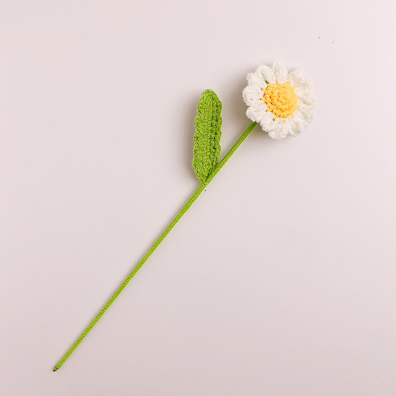 玫瑰花编织花束假花手工钩针仿真花毛线花朵成品情人节教师节礼物|undefined