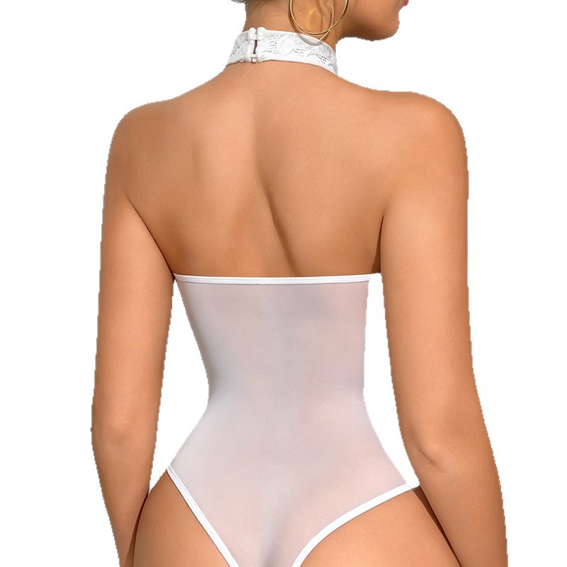 Transfronterizo Europa y América camiseta de encaje hueco perspectiva cuello colgante ropa de mujer de verano vestido camiseta post-cirugía