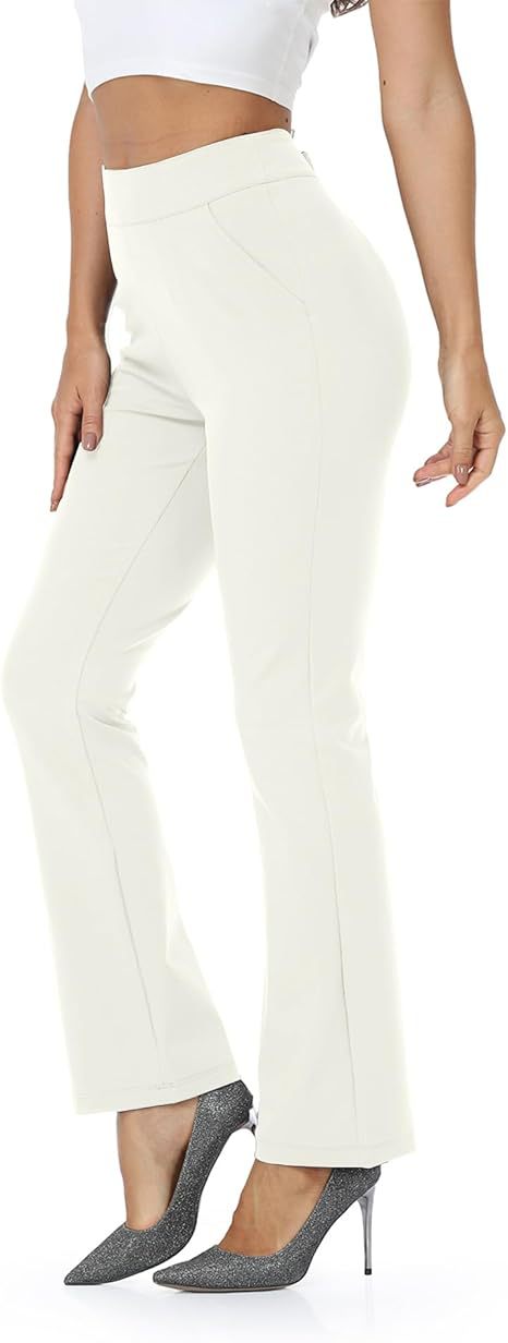 Women's High Waisted Dress Pants Business Casual Workwear With Pocket Covers Versatile Regular Fit Casual Pants_ecoleips.com