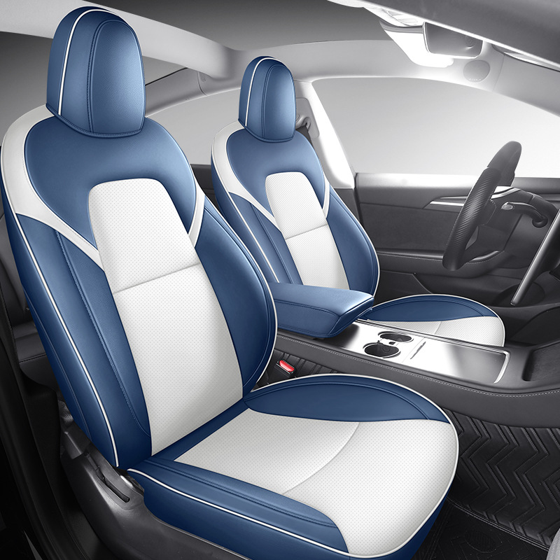 Modelə uyğun (Original) oturacaq örtükləri — Tesla Nappa Leather Car - blue
