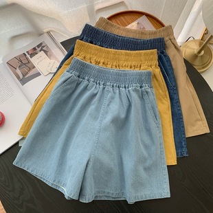 ◆ Hanano ~ foreign style is colorful! Elanesque Versatile Basic Large Leg Covering Super Comfortable Denim Shorts