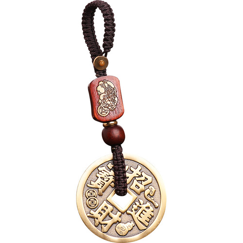 Taoist supplies, jewelry, copper coins, five-way God of Wealth key pendants, Zhao Gongming pure copper pendants, small objects