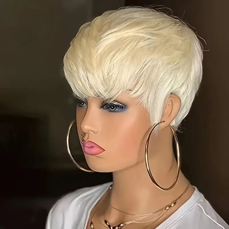 Synthetische clip-in korte bobpruiken, unisex synthetische haarextensies, kort steil haar in diverse kleuren._voghion.com