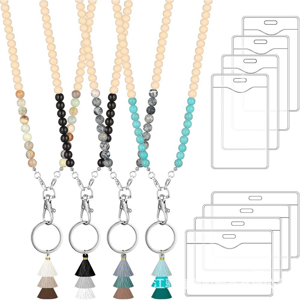 女士跨境项链白松青金项饰套装欧美男士工作证木珠子亚马逊项链