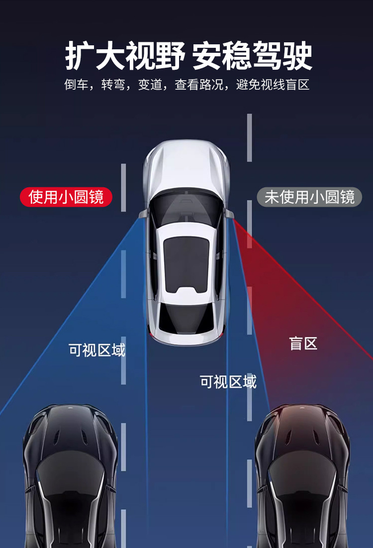 Car small round mirror rearview mirror car reversing blind area auxiliary mirror reflector 360-degree suction cup ultra-clear mirror