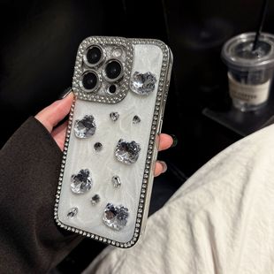Suitable for Apple 15Promx Mobile Phone Case with Edge Drilling 16Pro Glue Stereo Kitten Apple 16/14/13 Protective Cover