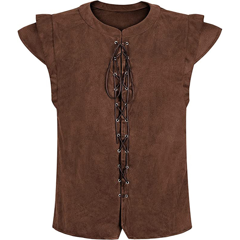 Amazon Viking Play Suede T-shirt Halloween Renaissance Deerskin Vest cosplay
