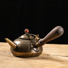 潮汕工夫茶铜壶烧水壶黄铜茶壶紫铜鎏银泡茶壶煮水壶可明火煮茶壶