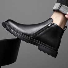 切尔西靴低帮英伦风秋冬季新款高帮皮鞋马丁靴中帮男士侧拉链短靴