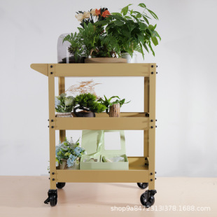 Industrial Style Ins Style Trolley Three-Layer Storage Cafe Movable Living Room Home Storage Storage