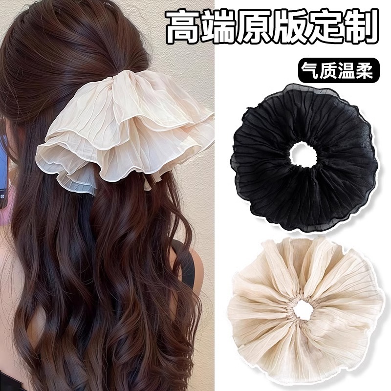 Anillo de cabello plegado de intestino grueso coreano de alta calidad cabello ligado a cabello femenino en línea 2025 nuevo cabello super grande de gama alta