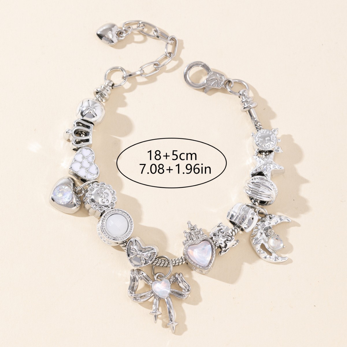 Brazalete Pan Jia, brazalete de cuentas DIY, ojos de gato, arco de amor, joyas de diamante de diamante de corona.