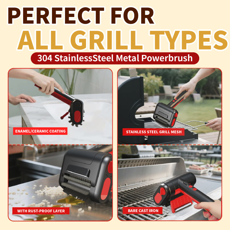 不锈钢滚轮Grill Brush烧烤清洁刷BBQ专用超强力度清洁刷清洁刷|undefined