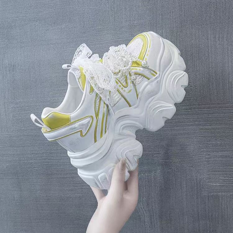 Women's Dad Shoes 2025 Spring New Retro Color-Washed Casual Shoes Versatile Thick-Soled Height-Increasing Sneakers for Women