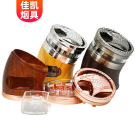 弯头透齿带抽屉研磨器 锌合金磨烟器63mm四层手动碎烟器grinder