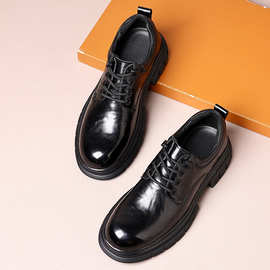 秋季新品男士英伦皮鞋手抓纹厚底增高软底青年休闲皮鞋商务皮鞋男