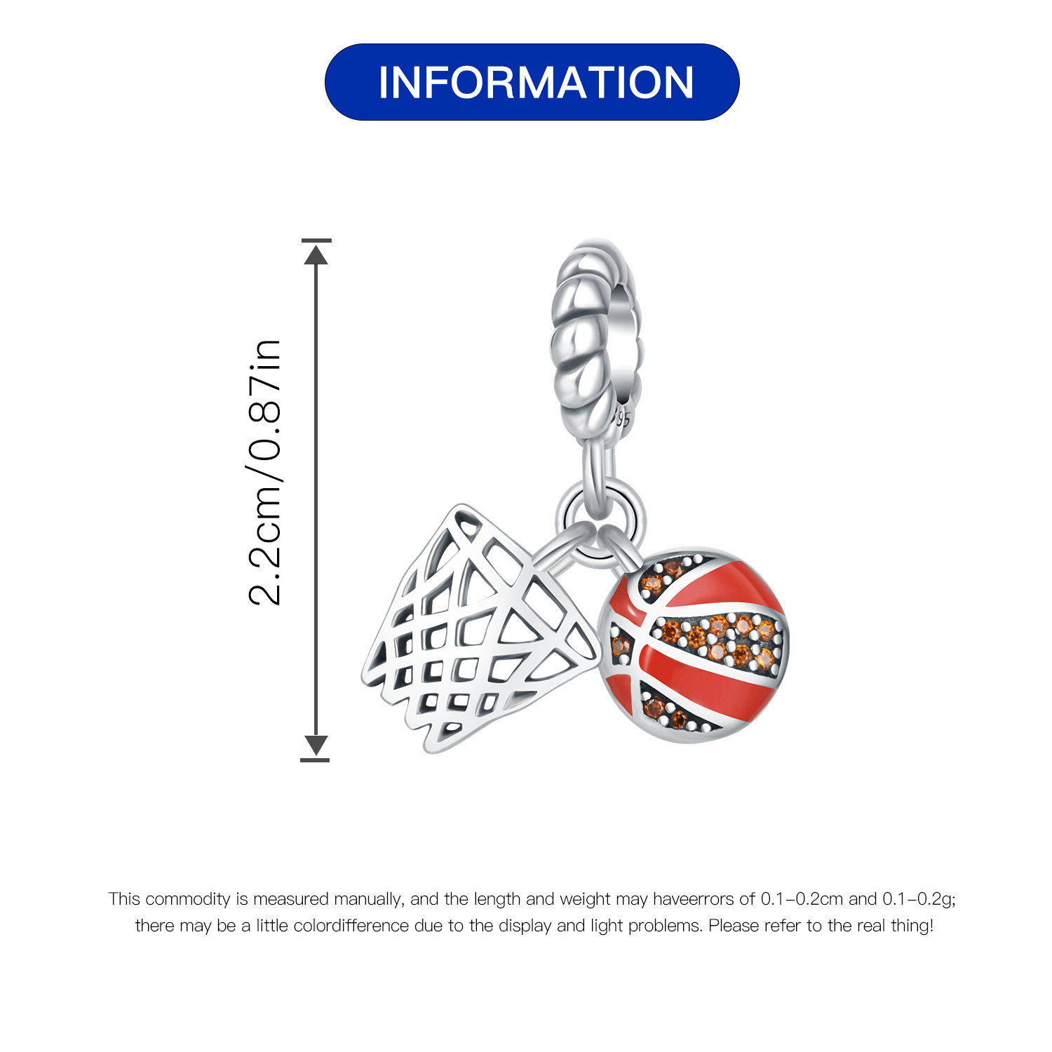 1 Piece 925 Sterling Silver Heart Shape Basketball Anchor Pendant display picture 39