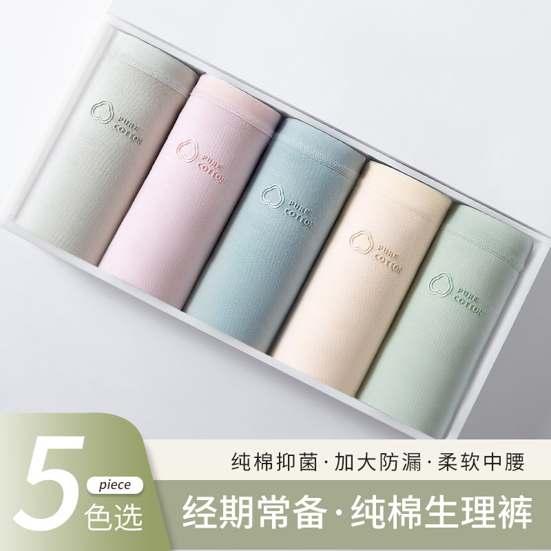 Pantalones fisiológico de algodón puro, bragas, algodón puro para mujer, entrepierna antibacteriana, período menstrual, pantalones de tía de seguridad a prueba de fugas, refrescante